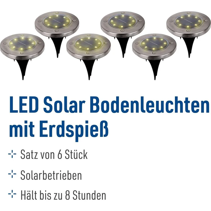 näve LED Solarleuchte Kian - Solar-Erdspieß, LED fest integriert, Warmweiß, LED Solar-Boden-Erdspieß, Set, Solar-Lampe, Bodenleuchte – Bild 2
