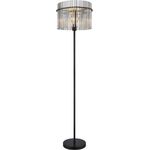 Stehlampe, Metall, schwarz, Glas, rauchfarben, H 152 cm