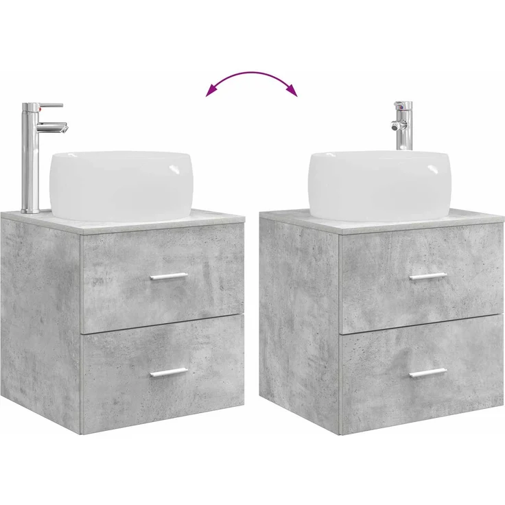 vidaXL Wandmontiertes Badezimmermöbel-Set 2 stk. Betongrau 3403923 – Bild 9