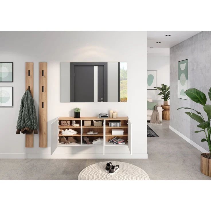 Germania Schuhschrank 1345-513 GW-Libbiano, in Weiß/Navarra-Eiche-Nb, mit geringer Tiefe, 138 x 52 x 25 cm (BxHxT) – Bild 4