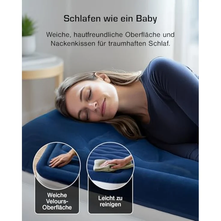 Active Era Luxus Doppel Luftbett – selbstaufblasendes Gästebett mit eingebauter, elektrischer Pumpe, integriertem Kissen und besonderer Luftträger Technologie - 203 x 152 x 56 cm – Bild 9