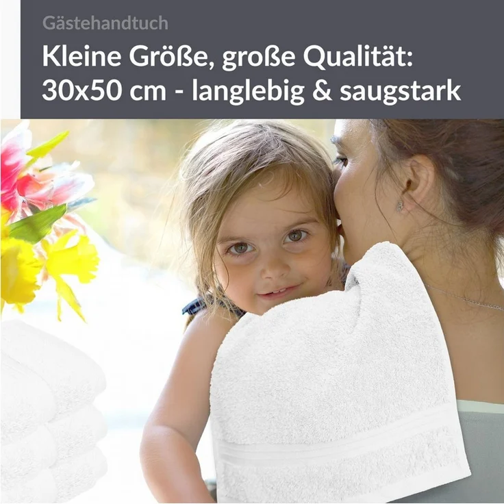 Lashuma Gästehandtücher - Kleine Handtücher Linz, Frottee (Spar-Set, 4-St), kleine Handtücher für Bad 30x50 cm weiß – Bild 4