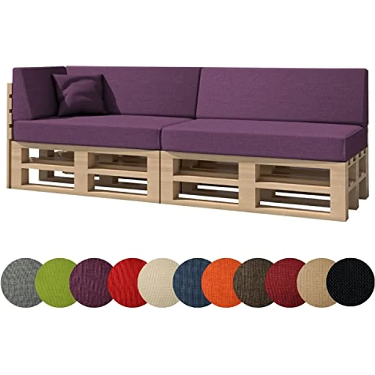 chilly pilley Palettenkissen Gartenkissen Palettenauflage Palettenpolster Indoor Outdoor Waschbar Abnehmbar Sitzkissen Rückenkissen (6er Set, Violett) – Bild 2