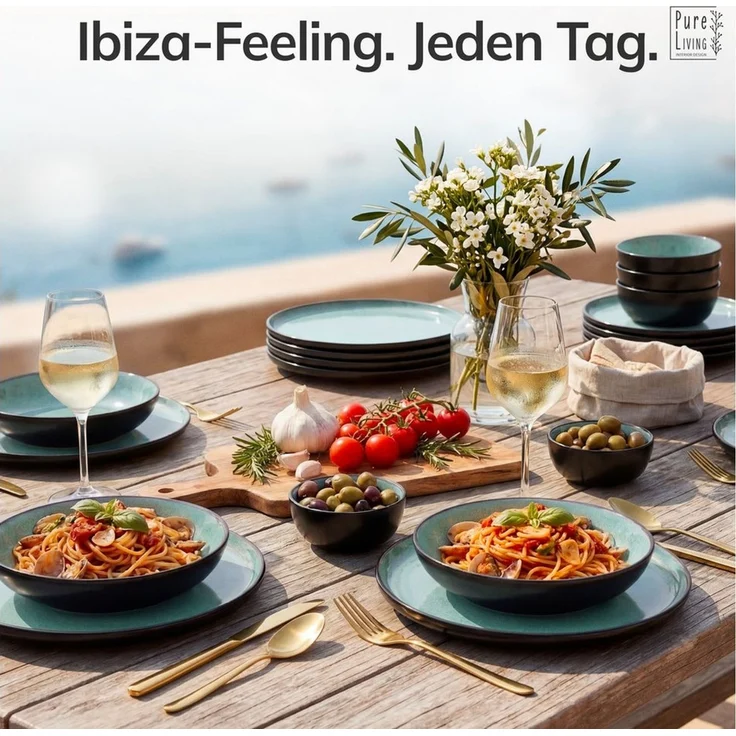Steingut Kaffeetassen 6 Personen Ibiza TESTSIEGER, Traumhaftes Mediterranes Steingut Tassen Set, Stylisches Tee- und Kaffeebecher Set, Pure Living in Salbeigrün – Bild 2