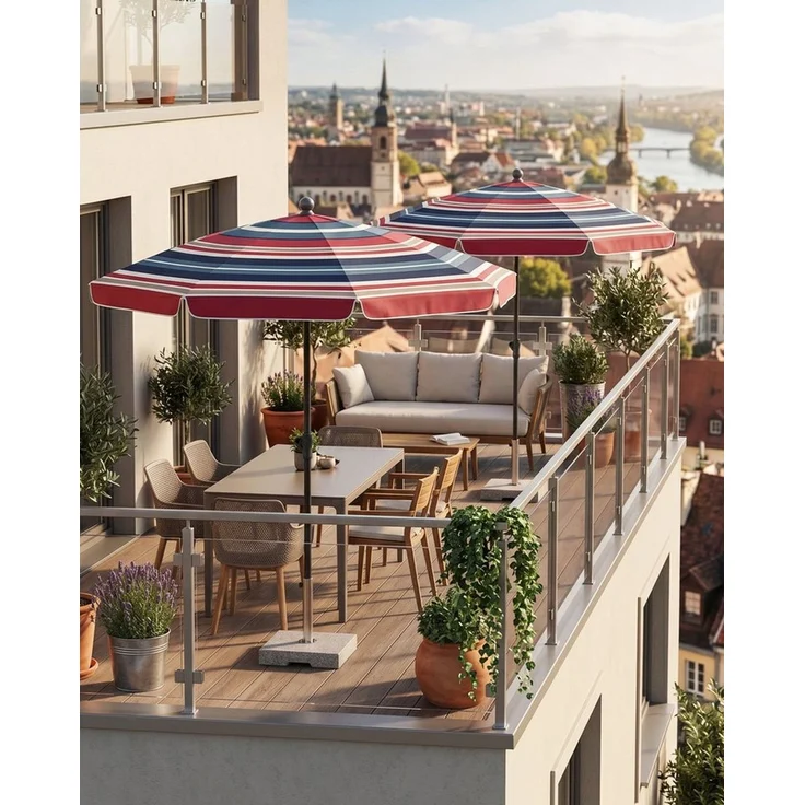 SUNULA Sonnenschirm 180 cm Balkon Balkonschirm mit Schutzhülle Gartenschirm mit Knickbar, Gartenschirm Höhenverstellbarem, UPF 50+ UV-Schutz – Bild 3