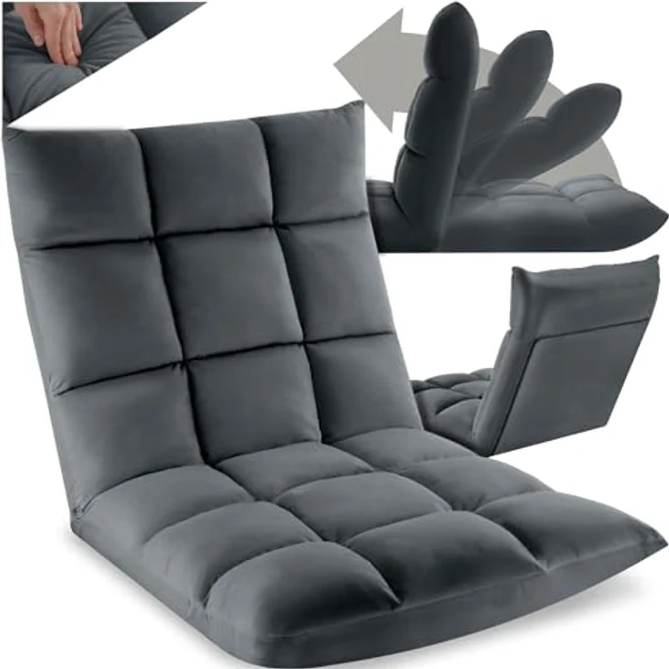 tectake Relaxsessel Fernsehsessel Snooze, 2 in 1 Samt, 14-fach verstellbar, 2 in 1 als Sessel oder Liege, gepolstert, mit Samtbezug – Bild 2