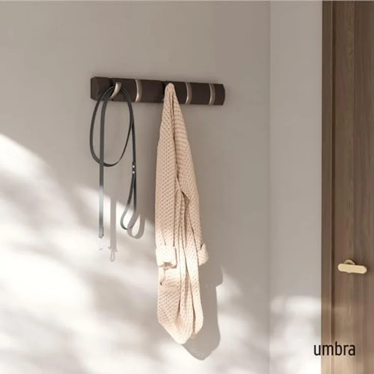 Umbra FLIP 5 Wandhaken, Kleiderhaken, Gaderobe, Gaderobenhaken, Wandgaderobe, Wohnen, Wohnaccessoire, Pappel, Driftwood/Nickel, 318850-1143 – Bild 3