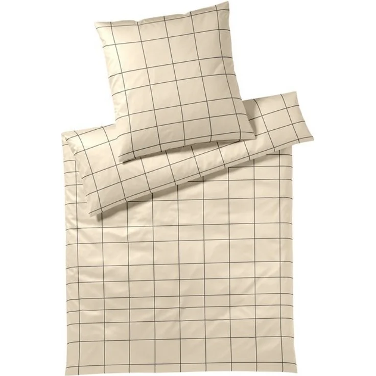 Elegante Mako Satin Bettwäsche Cross 24506-7 beige kariert 135x200 – Bild 2
