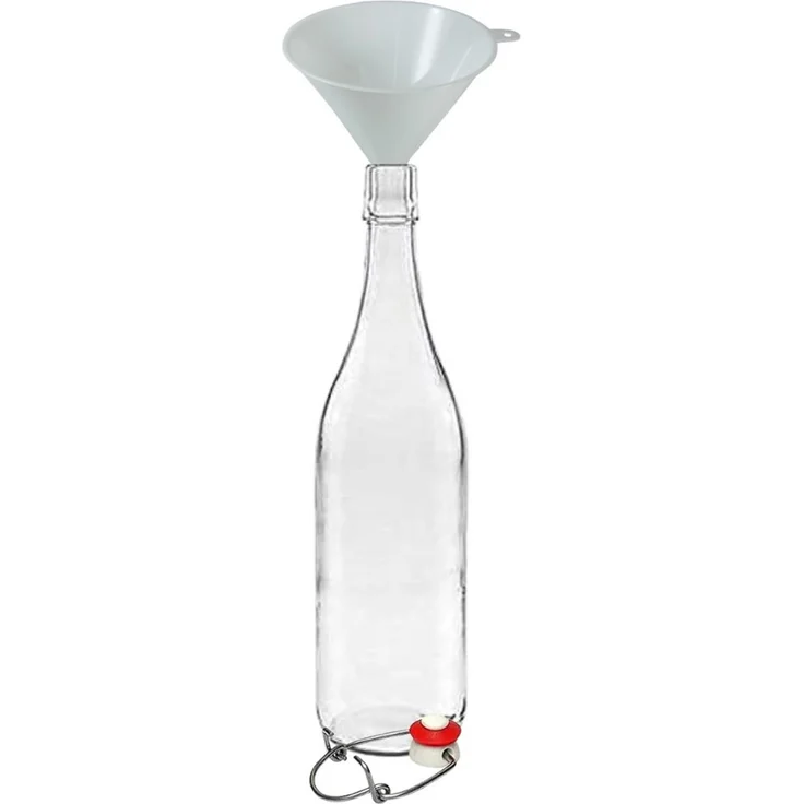 mikken Trinkflasche 4er Set Glasflasche 1 Liter mit Bügelverschluss mit Trichter, Inhalt 1000 ml Bügelverschluss aus Porzellan inklusive Einfülltrichter – Bild 3