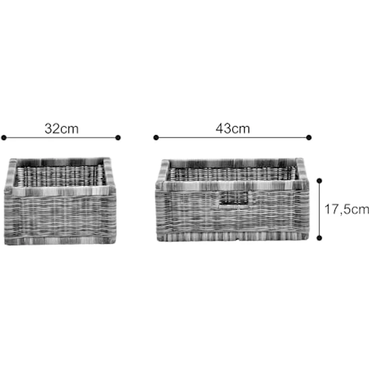 Krines Home Regalkorb 2er Set Regalkorb Aufbewahrungskorb Korb geflochten Rattan Korbset (2-teiliges Set), ca. 43 x 32 x 17,5 cm Aufbewahrung Regal Schrankkorb – Bild 5