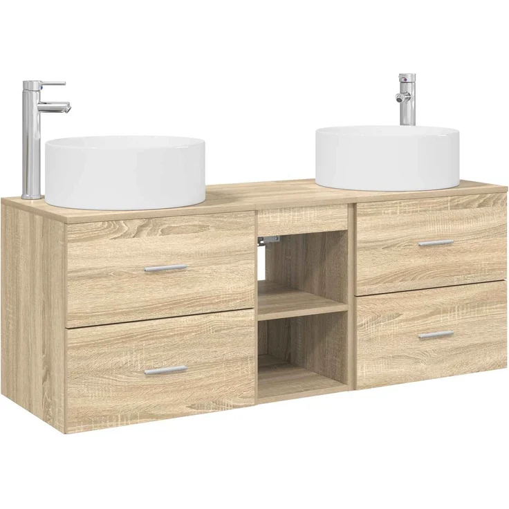 vidaXL Badezimmerschrank-Set 3 stk. Sonoma-Eiche 129 x 44,5 x 80 cm 3405949 – Bild 2