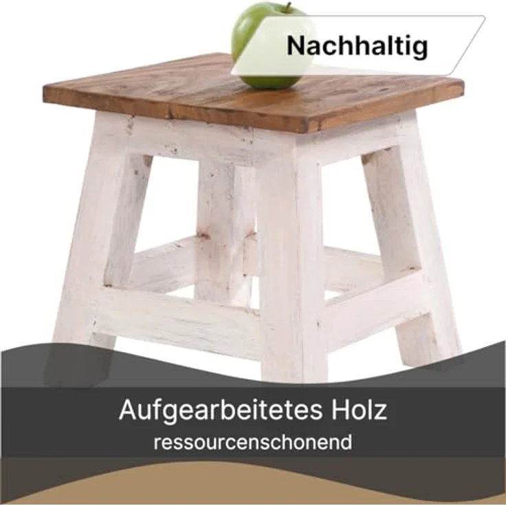 DESIGN DELIGHTS Hocker Fusshocker PALO, 27x26cm (HxB), rustikaler Holzhocker Massivhocker – Bild 4