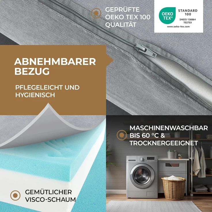 Klappmatratze Gästebett Visco, Herlag, 14 cm hoch, (verschiedene Größen), Memory Foam – Bild 5