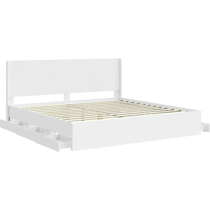 vidaXL Bettgestell mit Stauraum und Kopfteil Weiß 180 x 200 cm 3413923 – Bild 5