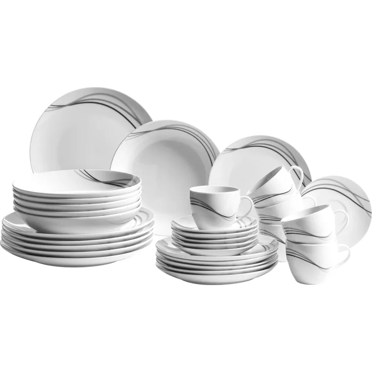 Mäser 927314 Tajo Kombiservice, Porzellan, weiß, 30-teilig (1 Set)