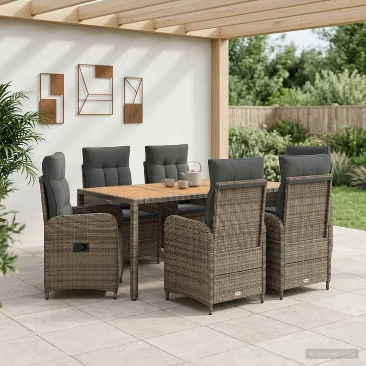 vidaXL Outdoortisch-Set 7 stk. Hellgrau und Dunkelgrau 3422288