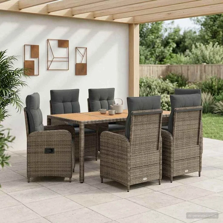 vidaXL Outdoortisch-Set 7 stk. Hellgrau und Dunkelgrau 3422288 – Bild 1