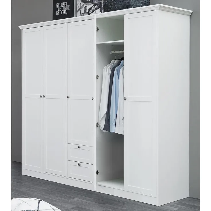 Kleiderschrank >Landsted< in Weiß - 190x200x67cm (BxHxT)