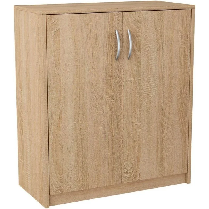 Home Collective Kommode 74cm breit in matter Ausführung, großzügiger Stauraum (Kommode mit 2 Türen und 1 Regal, hergestellt aus laminiertem Holzwerkstoff), Schrankaufbewahrung mit hochwertigen Polymergriffen - Sonoma – Bild 1