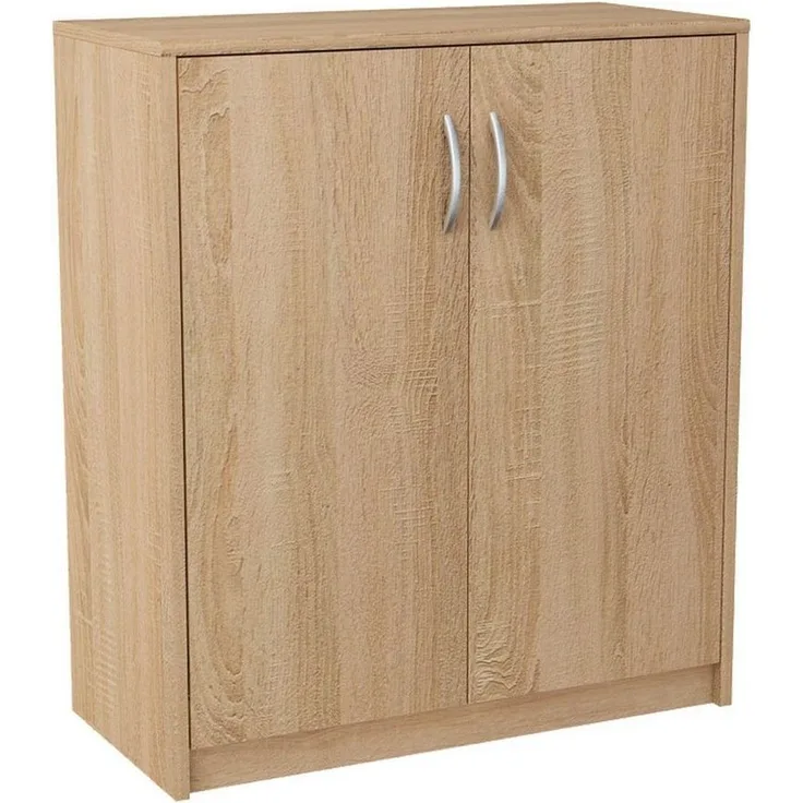 Home Collective Kommode 74cm breit in matter Ausführung, großzügiger Stauraum (Kommode mit 2 Türen und 1 Regal, hergestellt aus laminiertem Holzwerkstoff), Schrankaufbewahrung mit hochwertigen Polymergriffen - Sonoma