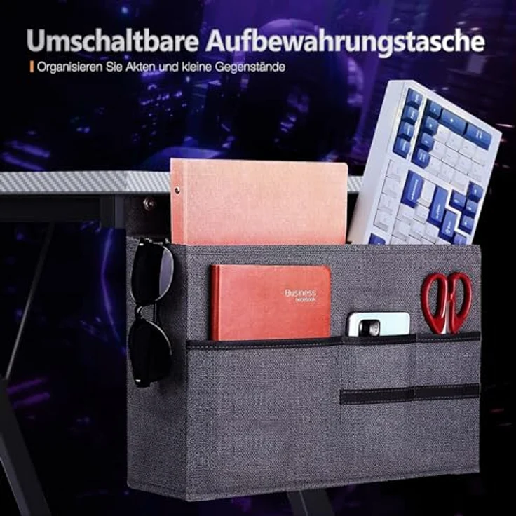 ODK Gaming Tisch, Computertisch, Gaming Schreibtisch mit runder Ecke, Gaming-Tisch mit Monitorablage (Kohlefaser Weiß, 127x127 cm) – Bild 6