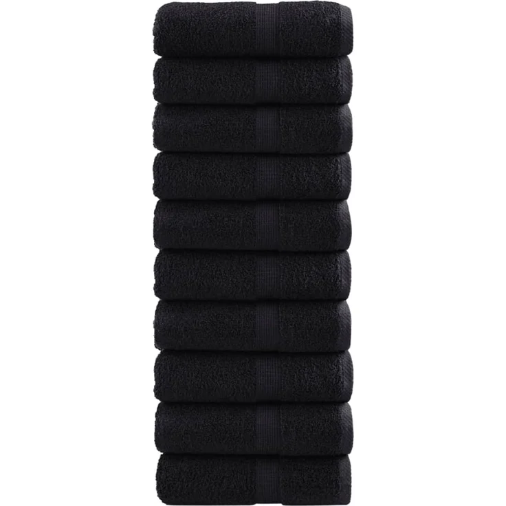 vidaXL Premium Waschhandtücher SOLUND 10 Stück Schwarz 30x30 cm 600 g/m² 137421 – Bild 1