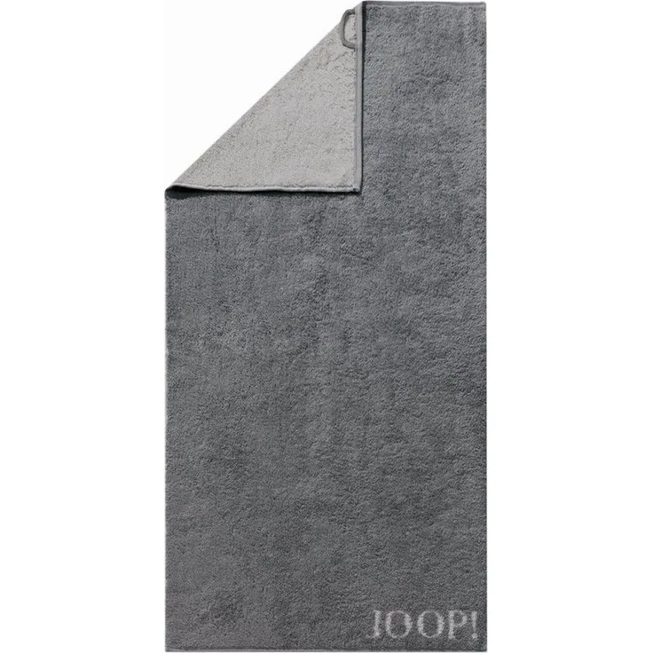 JOOP! Handtuch Waschhandschuh Classic Doubleface Anthrazit 1600 77, Walkfrottier (1-St), Wendeoptik, Logo, Flauschig, Unifarben