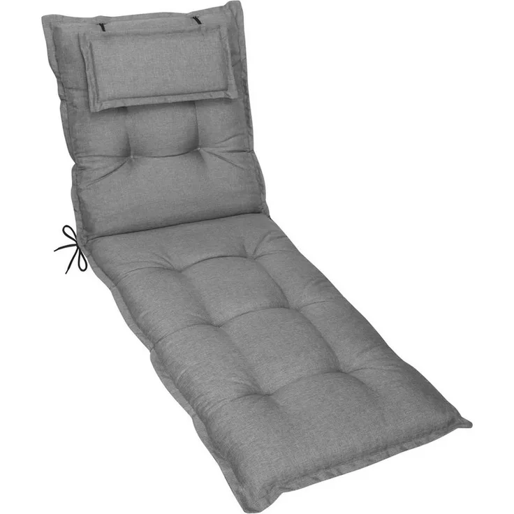Herlag Liegenauflage Ava Polster für Gartenliege 190x60x9cm extra dick Kopfpolster, (1 St), SunGuard Liegepolster mit starkem UV- & Fleckschutz, Silber