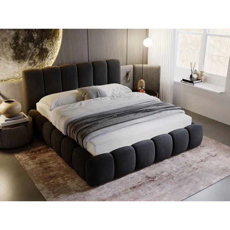 GrainGold Polsterbett mit Bettkästen CLOUD, Modern Bett mit Kopfteil - 200x200 cm, Anthrazit (1x Bett) – Bild 2