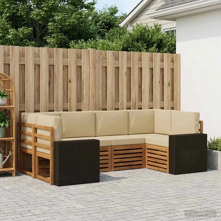 vidaXL Outdoor-Sofagarnitur 6 stk. 6-Sitzer Natur und Beige 3384784 – Bild 1