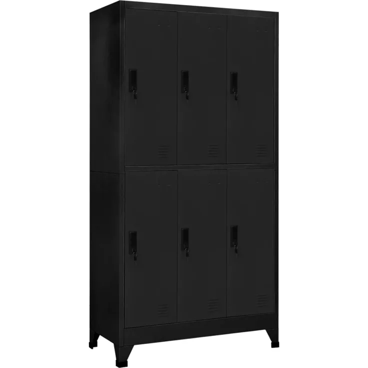 vidaXL Schließfachschrank Schwarz 90 x 45 x 180 cm Stahl