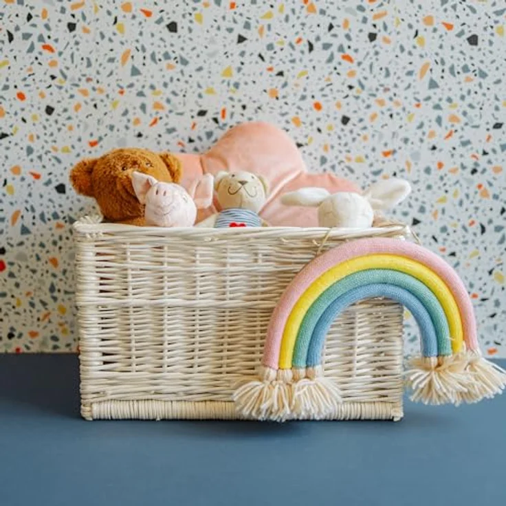 Creative Home Holzkiste Weidenkorb Aufbewahrungskorb, Handgeflochten, Haltbar (1 St), Korb Geflochten Naturkorb mit Griffen Aufbewahrung – Bild 3