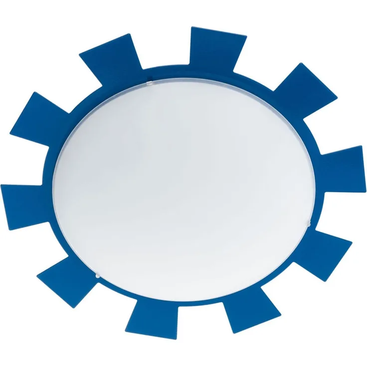 LED Wand-/Deckenleuchte, Stahl blau, Glas weiß, D 35 cm