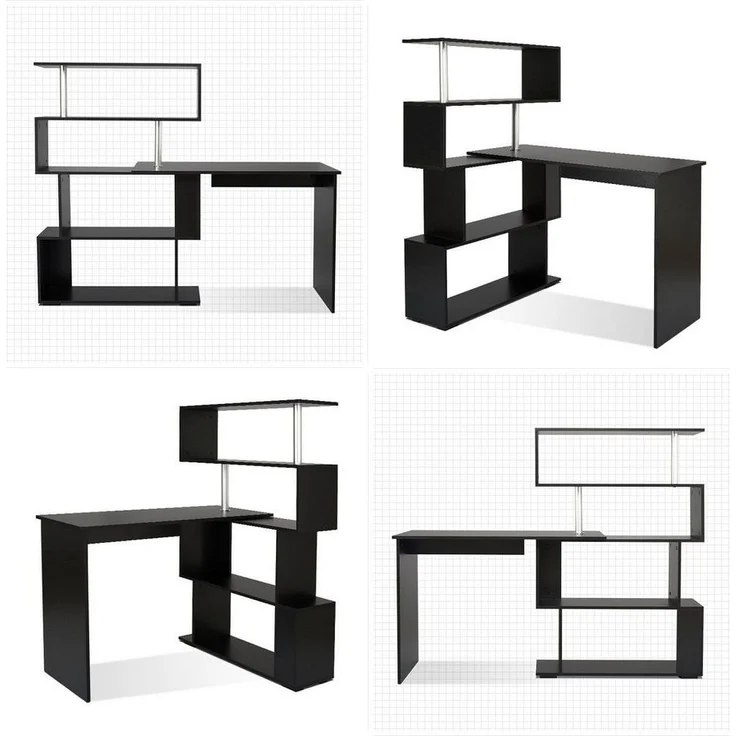 Mondeer Eckschreibtisch Schreibtisch, drehbarer Computertisch, mit Regal – Bild 2