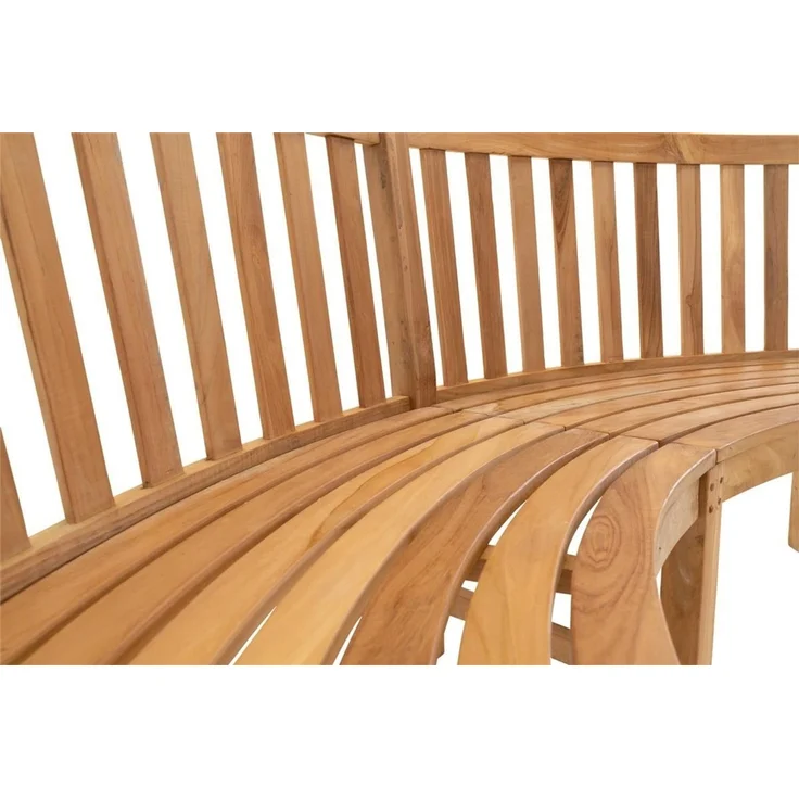 Lesli Living Gartenbank Gartenbank Bank rund Teak-Holz 200 x 53 x 92 cm – Bild 2