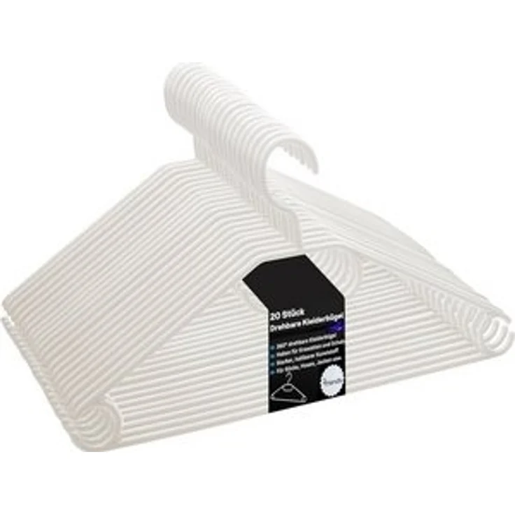 2friends Kleiderbügel Elegant Weiß Kleiderbügel 20 Stück - Platzsparend, mit 360° Drehbarem Haken, Premium Kunststoffbügel, rutschfest – Bild 6