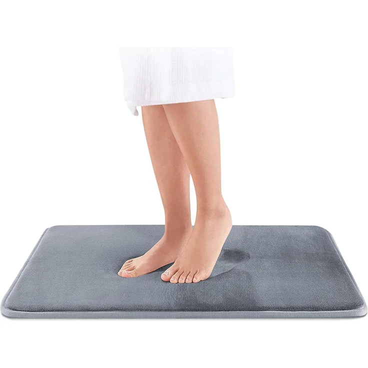 ABC Badematte aus Memory-Schaum – rutschfest, saugfähig, extra weich – maschinenwaschbar (45 x 60 cm, Grau)