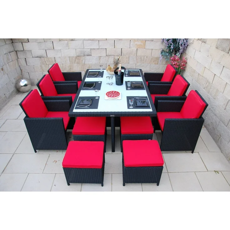 Ragnarök Möbel-Design Garten-Essgruppe Heimdall Esstisch Set 6+4, (Set, Polyrattan, Alu), Würfelsystem – Bild 1