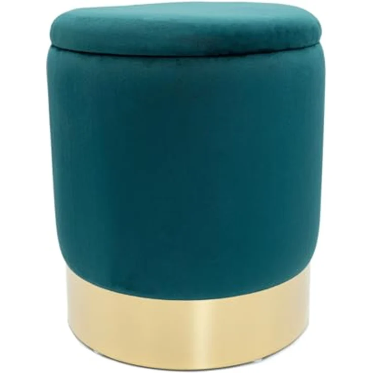 Amagohome Sitzhocker Samthocker Ø 31 H 38 cm Velour Hocker mit Stauraum u. Deckel - Deko Ho – Bild 2