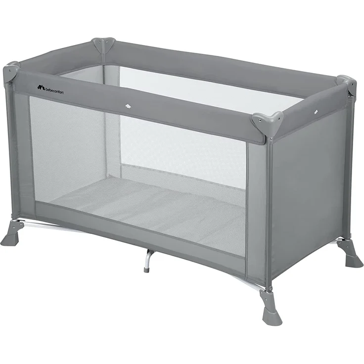 BEBE CONFORT Soft Dreams Baby Reisebett 0-3 Jahre (0-15 kg) Leichtes Baby Reisebett Holzfaser & Schaumstoff Matratze (60x120 cm) Tragetasche Kompakter Regenschirm Faltung Full Gray – Bild 1