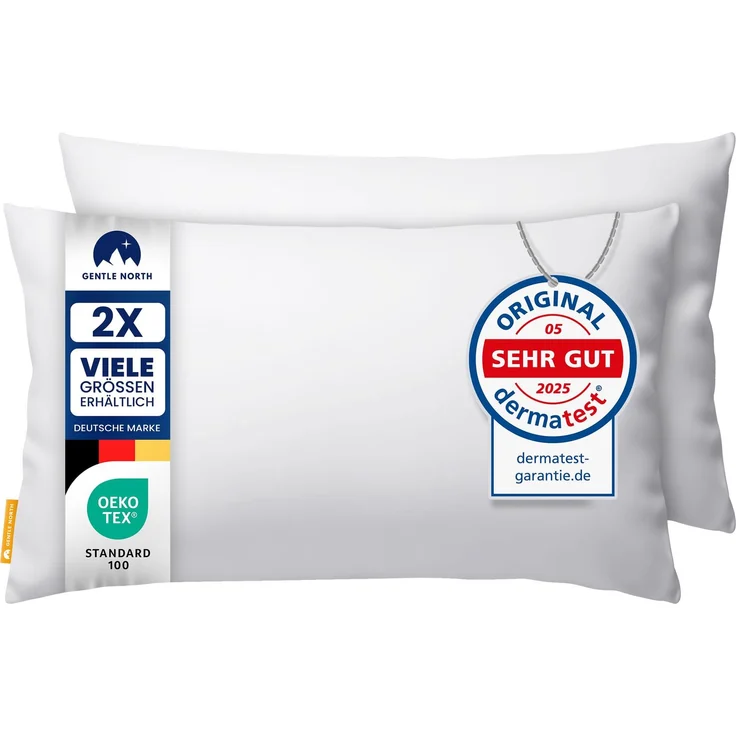 Gentle North Kopfkissen (50x80 cm groß) - 2er Set Kissen für Bett und als Dekokissen - Mit Reißverschluss für Füllung - Sofakissen - Zierkissen für Couch und Sofa - Ökotex - Waschbar bis 60° - Weiß – Bild 1