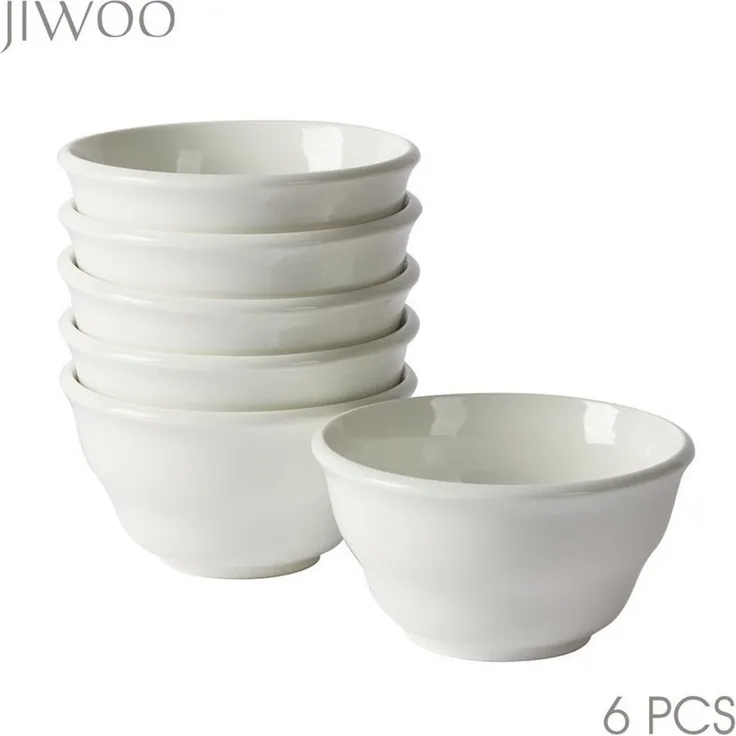 JIWOO Schüssel 6er Ø11,7cm, Müslischale Eisschale FrühstückSchale Dessertschale, Keramik, (Schaleset, 6-tlg), Bowl, Hochwertiges Schalen weiß Schale Mikrowellenofen Spülmaschine