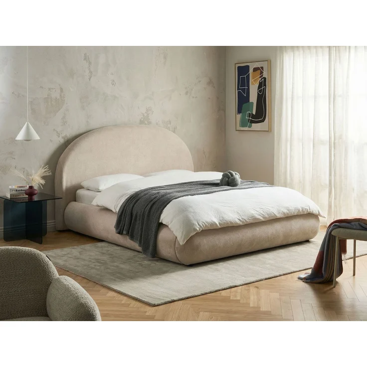 Bett mit Stauraum Stoff GRASSE 160x200 cm Hellbeige – Bild 3