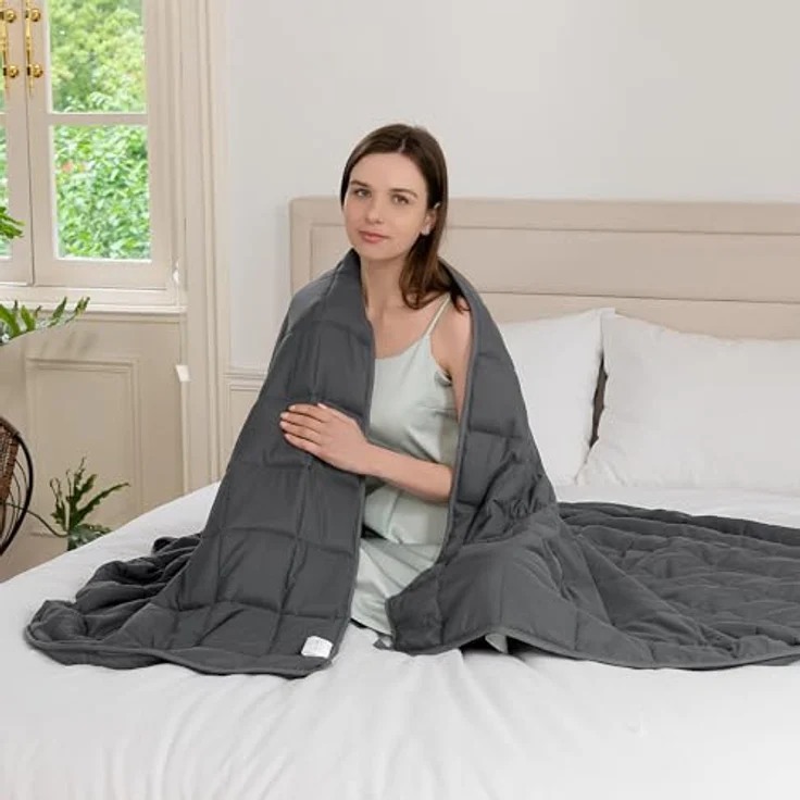 Good Nite Gewichtsdecke nur für Erwachsene 8kg (150x200 cm) - Schwere Decke zum Schlafen & Entspannungsdecke - Anti Stress Therapiedecke - Schlaf Weighted Blanket - Graue – Bild 2