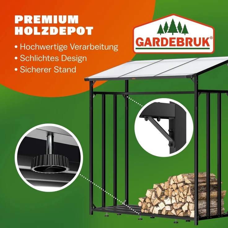 GARDEBRUK® Kaminholzregal XXL, mit wasserabweisender Abdeckplane – Bild 2