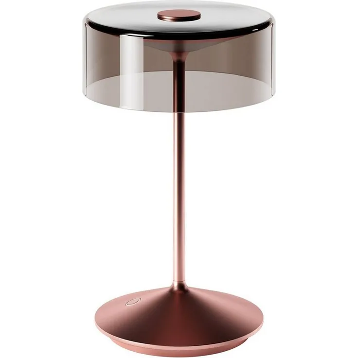 SIGOR LED Tischleuchte Akku-Glasleuchte NUMOTION rosegold, Dimmbar, LED fest integriert, Warmweiß