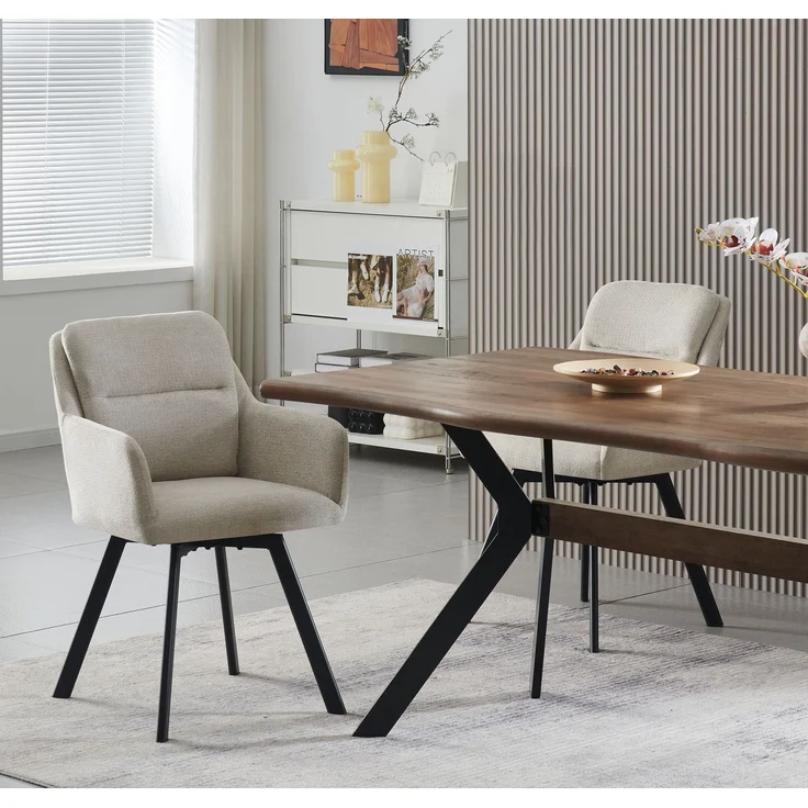 Stuhl 2er Set Amsterdam Stühle in Creme - gemütliches Design - Top Qualität B/H/T: 53x87x62 cm – Bild 9