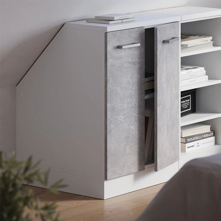 Küchenschrank für Dachschrägen R-Line Beton 60 cm mit 2 Türen, Schrankkorpus 60 cm Tiefe Vicco – Bild 4