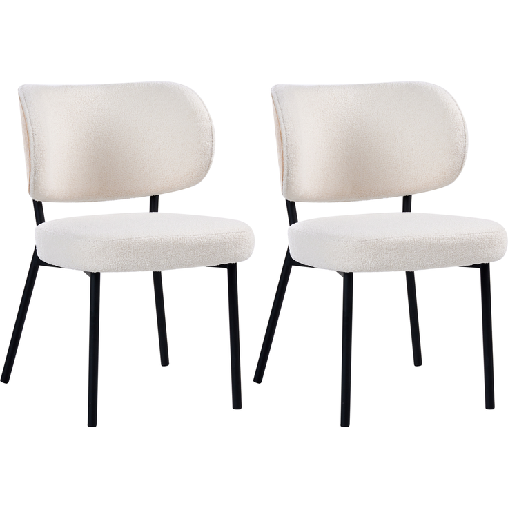 Esszimmerstuhl 2er Set WONDER Bouclé Cremeweiß – Bild 4