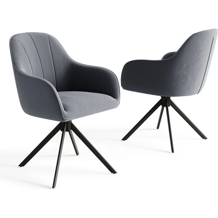 Hawthyhome 4-Fußstuhl Esszimmerstuhl drehbar mit Armlehne, 360° Drehfunktion, Samtbezug, stabiles schwarzes Metallgestell, moderner Küchenstuhl für Esszimmer, Wohnzimmer, Büro & Homeoffice, Dunkelgrau – Bild 6